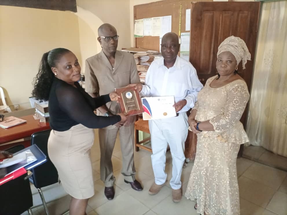 From the center is the Ag. Provost Dr. Jimoh Ahmed Ayinla, to his left is the Deputy Provost Academics Dr. Mrs Bosede Oyedepo, to his immediate right is the Ag. Registrar Mr. Abayomi Lawal a senior member of the Institute and the State Marketing Officer Mrs. Adedoyin Adekunle.